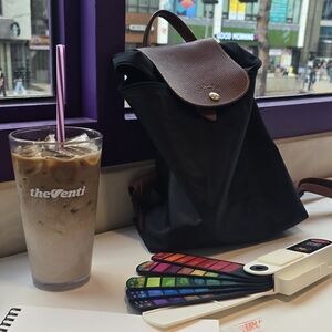 Longchamp Black and Brown Backpack